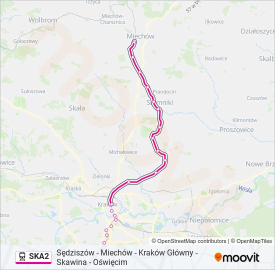 Поезд SKA2: карта маршрута