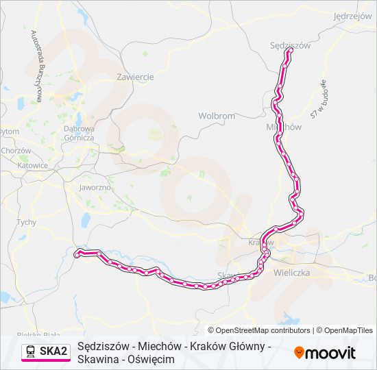 Поезд SKA2: карта маршрута