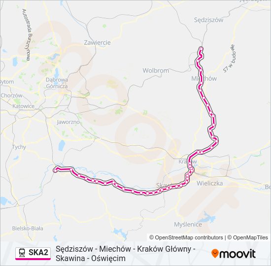 Mapa linii kolej SKA2