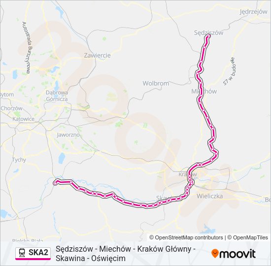 Mapa linii kolej SKA2