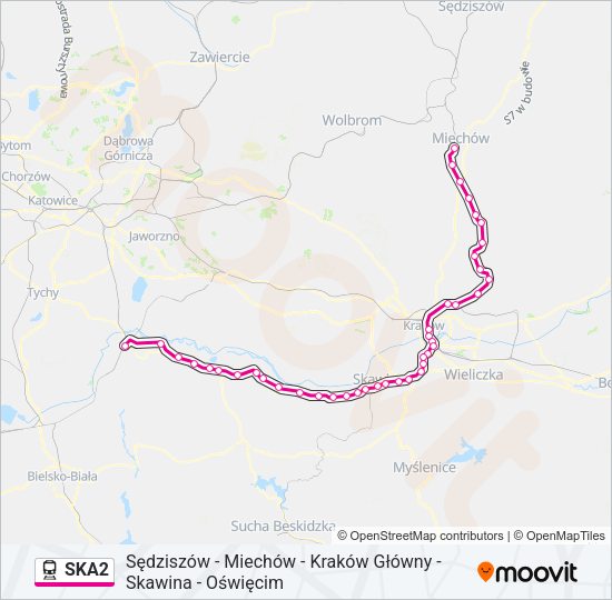 Mapa linii kolej SKA2