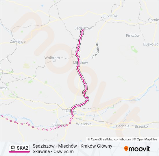 Mapa linii kolej SKA2