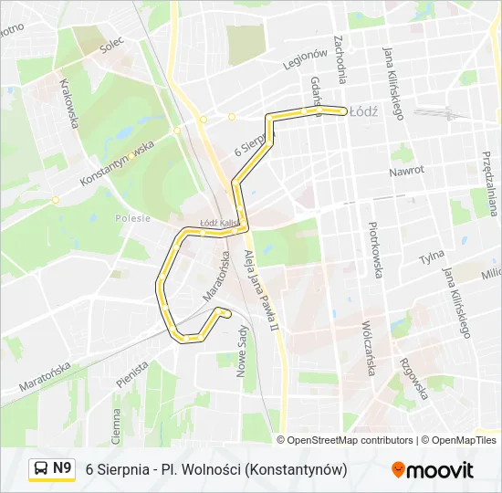 Автобус N9: карта маршрута