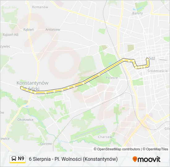 Автобус N9: карта маршрута