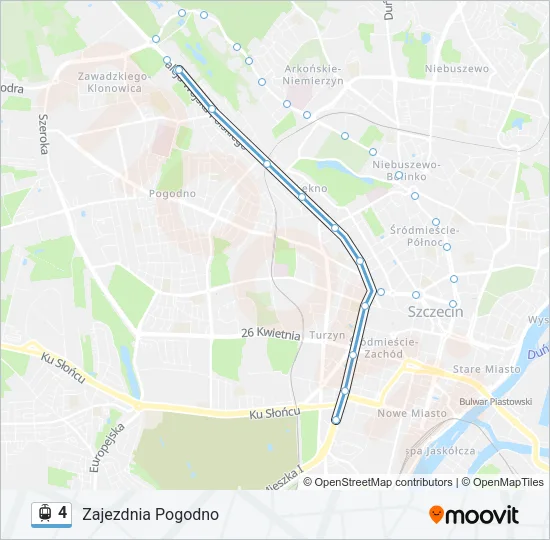 Трамвай 4: карта маршрута