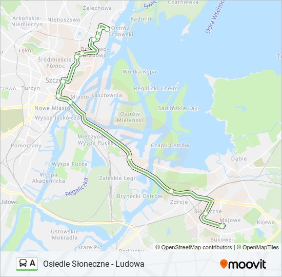 Mapa linii autobus A