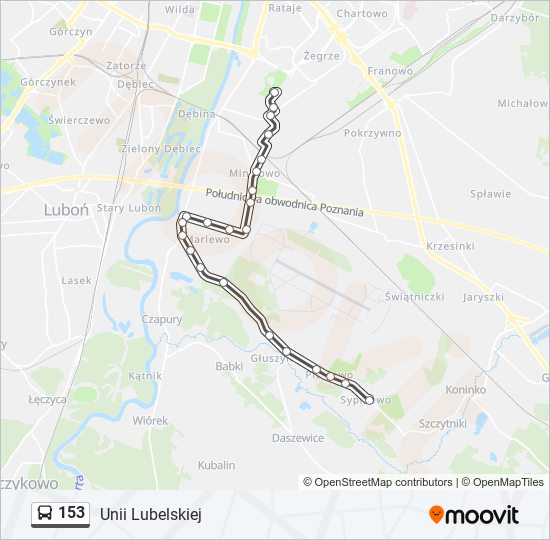 153 bus Line Map