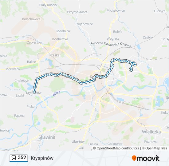 Mapa linii autobus 352