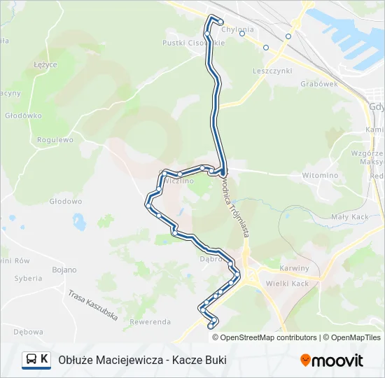 Автобус K: карта маршрута