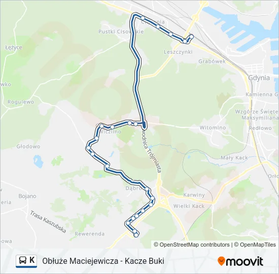 Автобус K: карта маршрута