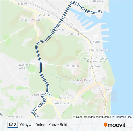 Автобус X: карта маршрута