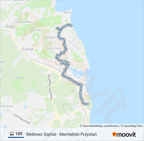 105 bus Line Map