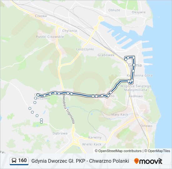 160 bus Line Map