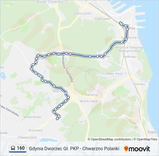 160 bus Line Map