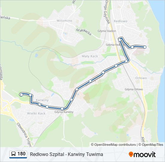 180 bus Line Map