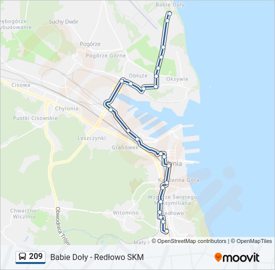 209 bus Line Map