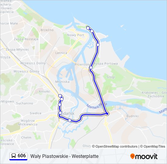Mapa linii autobus 606