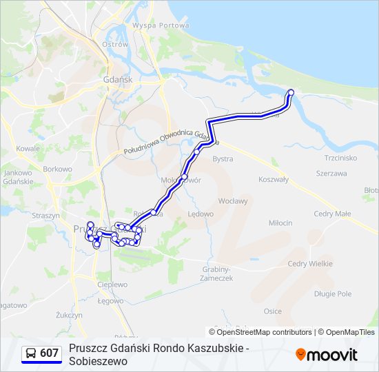 607 bus Line Map