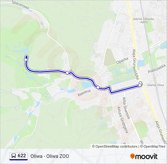 622 Bus Line Map