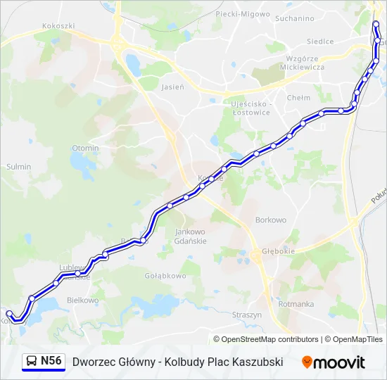 N56 Bus Line Map