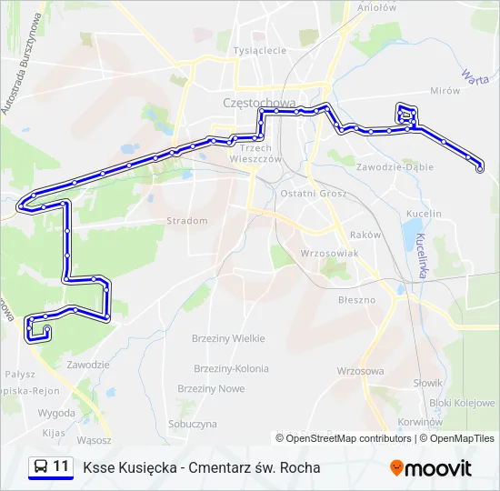 Автобус 11: карта маршрута