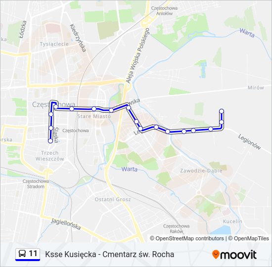 Mapa linii autobus 11