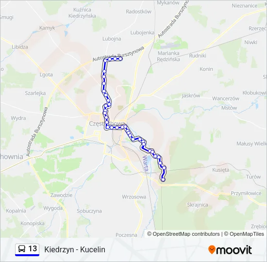 Автобус 13: карта маршрута