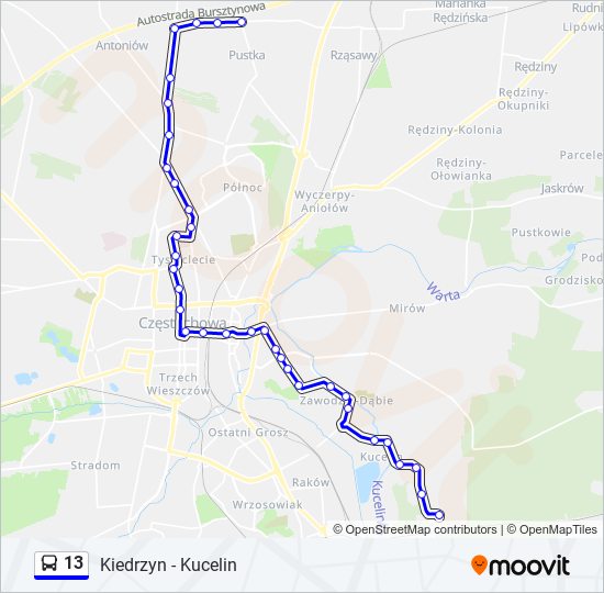 13 bus Line Map