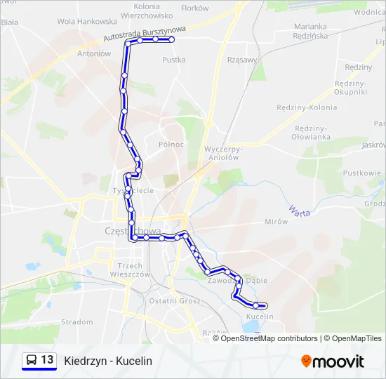 Автобус 13: карта маршрута