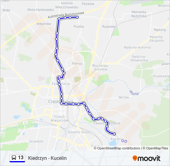 13 bus Line Map