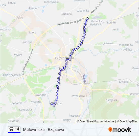 14 bus Line Map