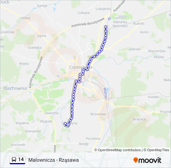 Автобус 14: карта маршрута