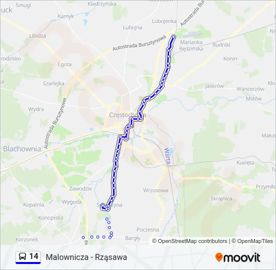 Автобус 14: карта маршрута
