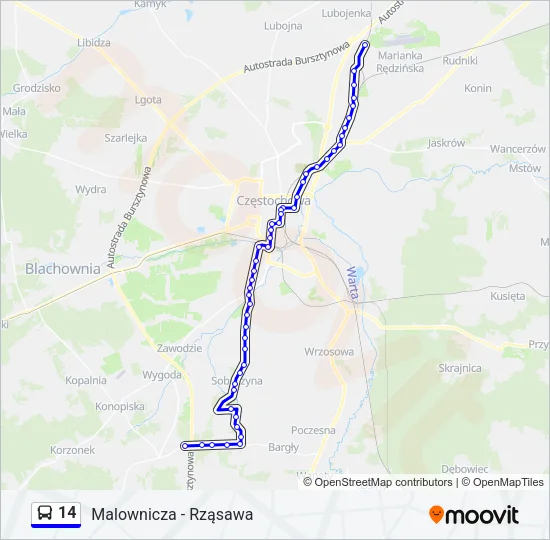 Автобус 14: карта маршрута
