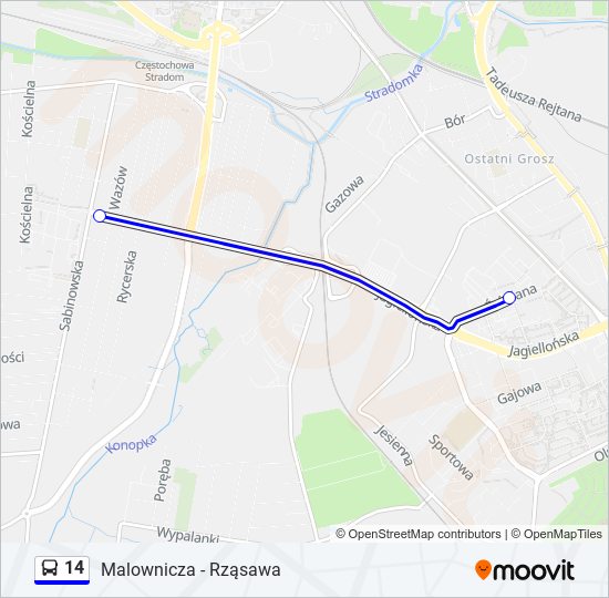 14 bus Line Map