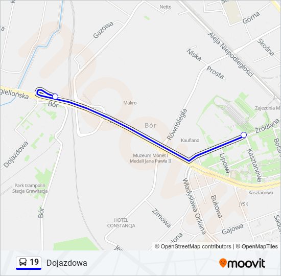 19 bus Line Map