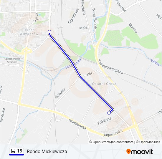 19 bus Line Map