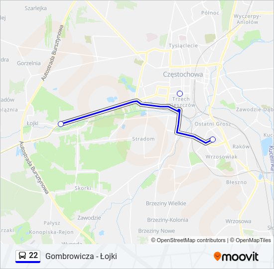 Автобус 22: карта маршрута