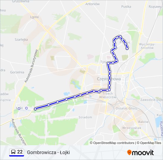 22 bus Line Map