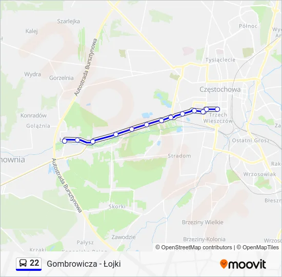 Автобус 22: карта маршрута