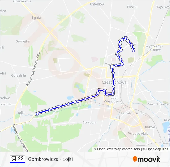 Автобус 22: карта маршрута