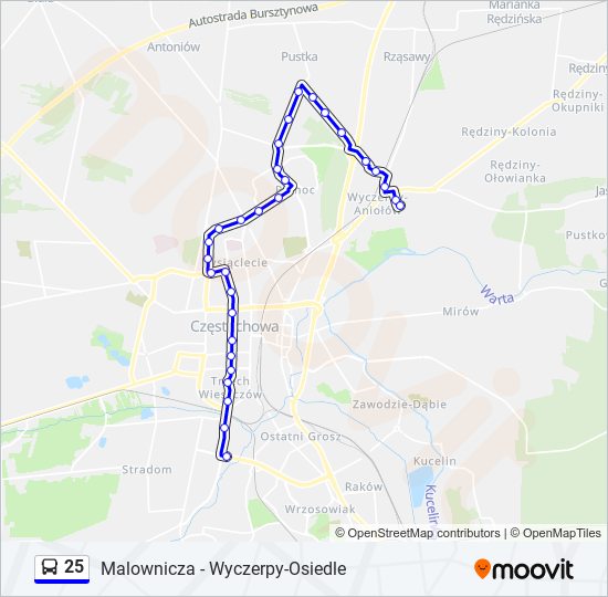 25 bus Line Map