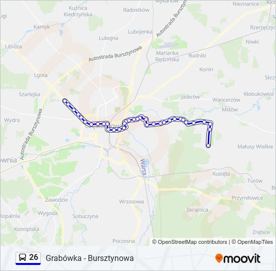 Mapa linii autobus 26