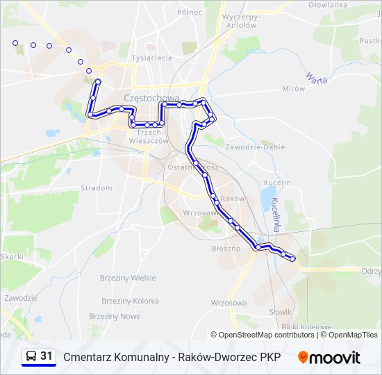 Mapa linii autobus 31