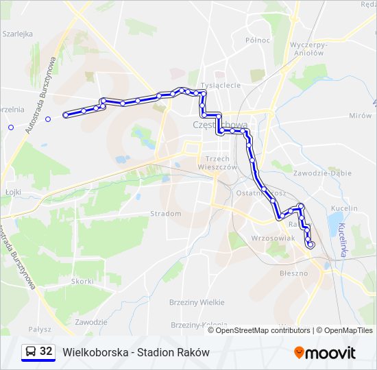 Автобус 32: карта маршрута