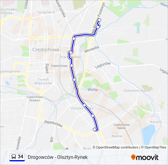 34 bus Line Map