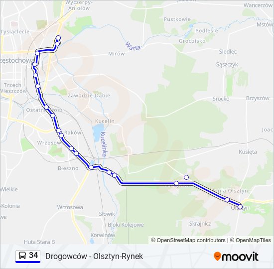 34 bus Line Map