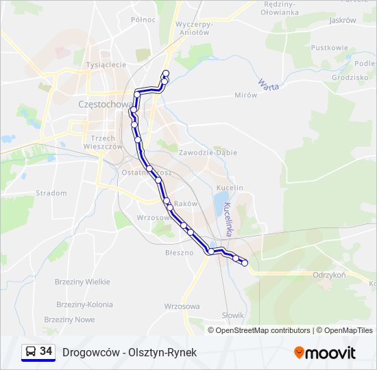 34 bus Line Map