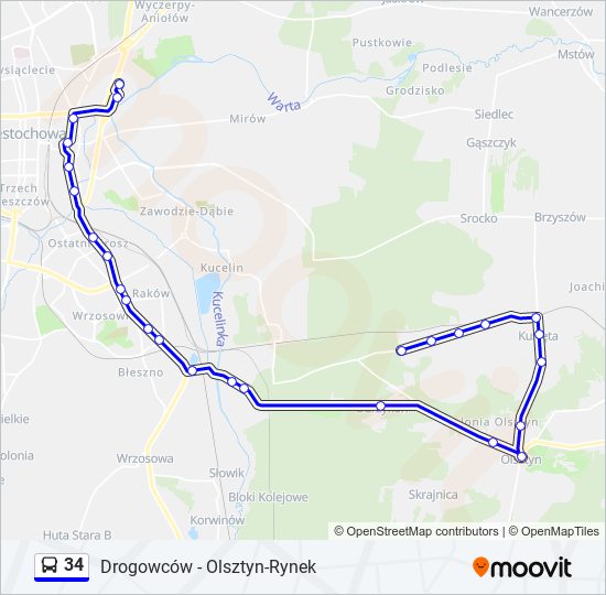 34 bus Line Map