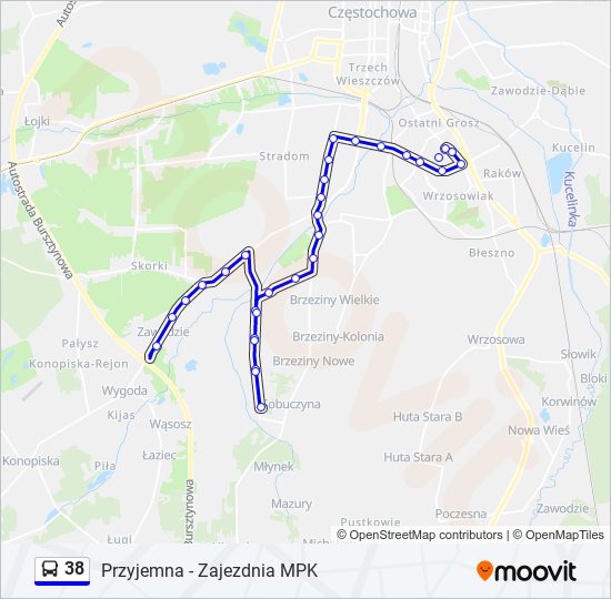 38 bus Line Map